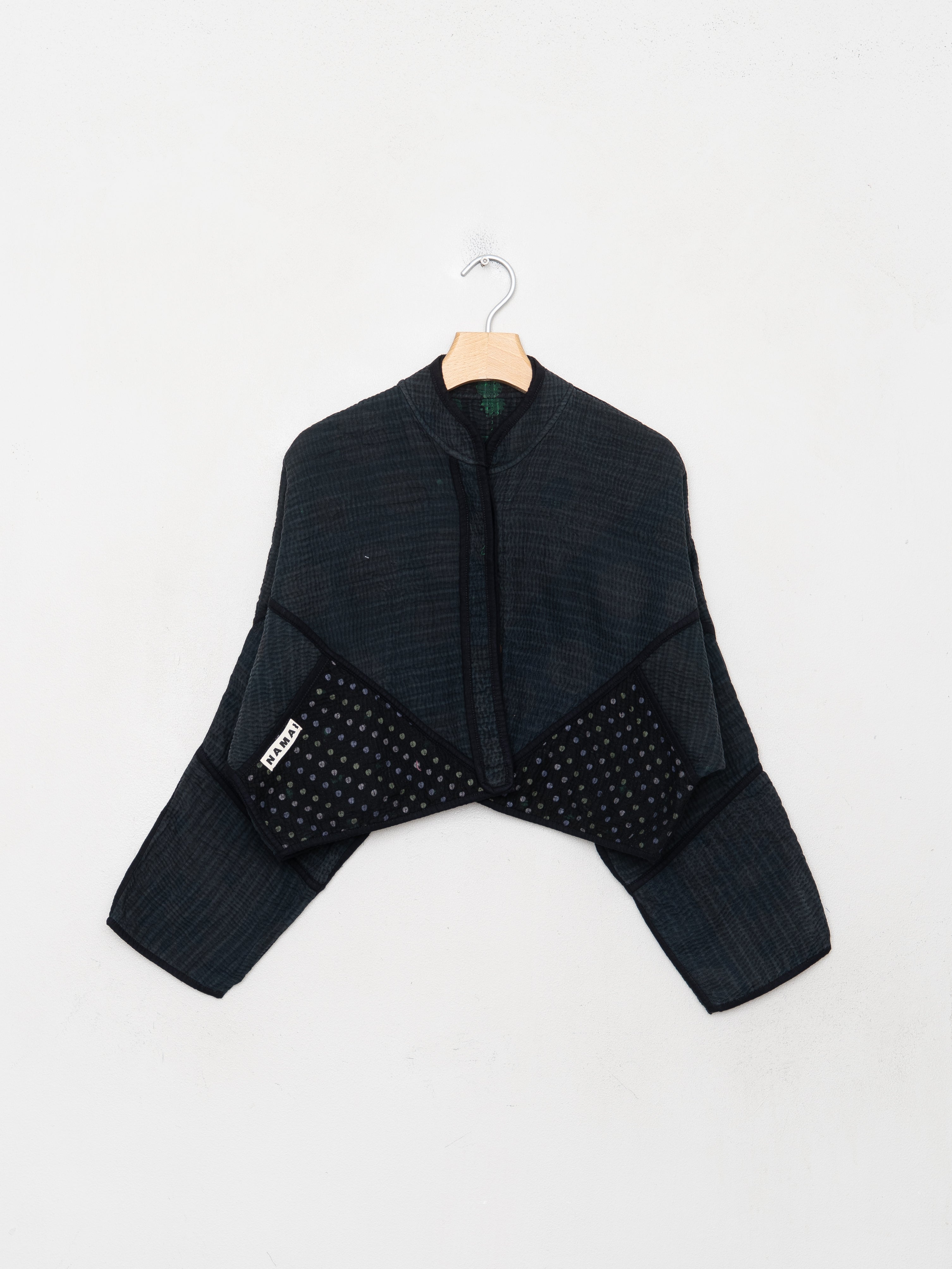 The Kaira Cropped Quilted Indigo Kantha Jacket