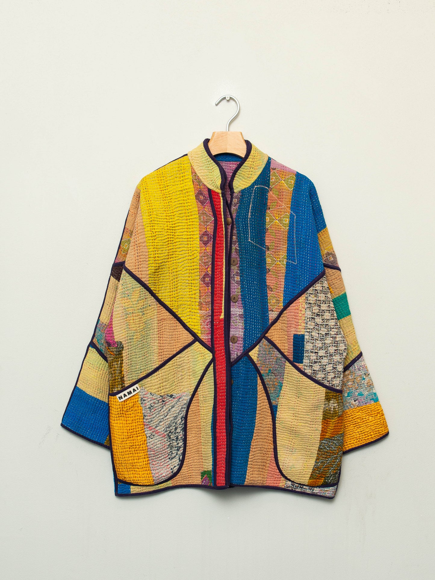 The Narmada Quilted Patchwork Kantha Jacket