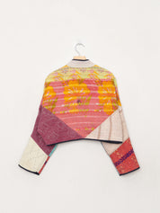 The Kaira Cropped Quilted Patchwork Kantha Jacket