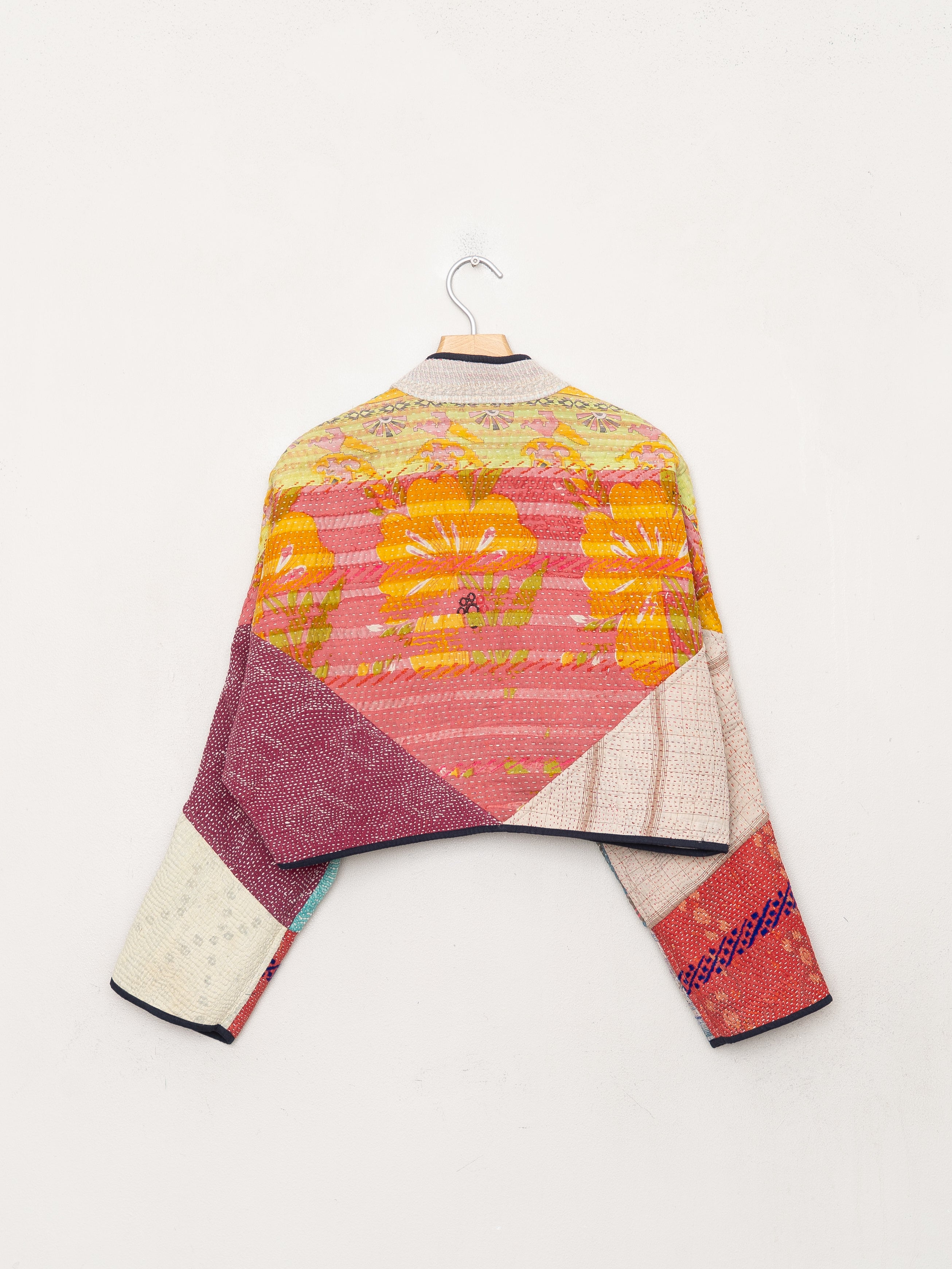 The Kaira Cropped Quilted Patchwork Kantha Jacket