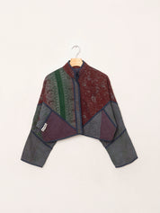 The Kaira Cropped Quilted Patchwork Kantha Jacket