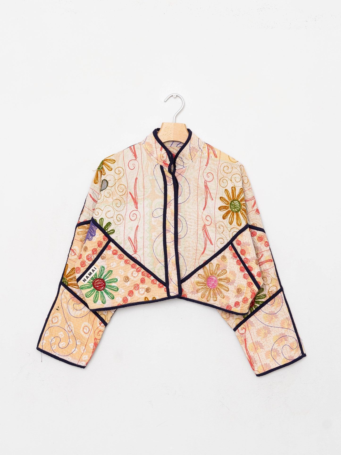 The Kaira Cropped Suzani Quilted Kantha Jacket