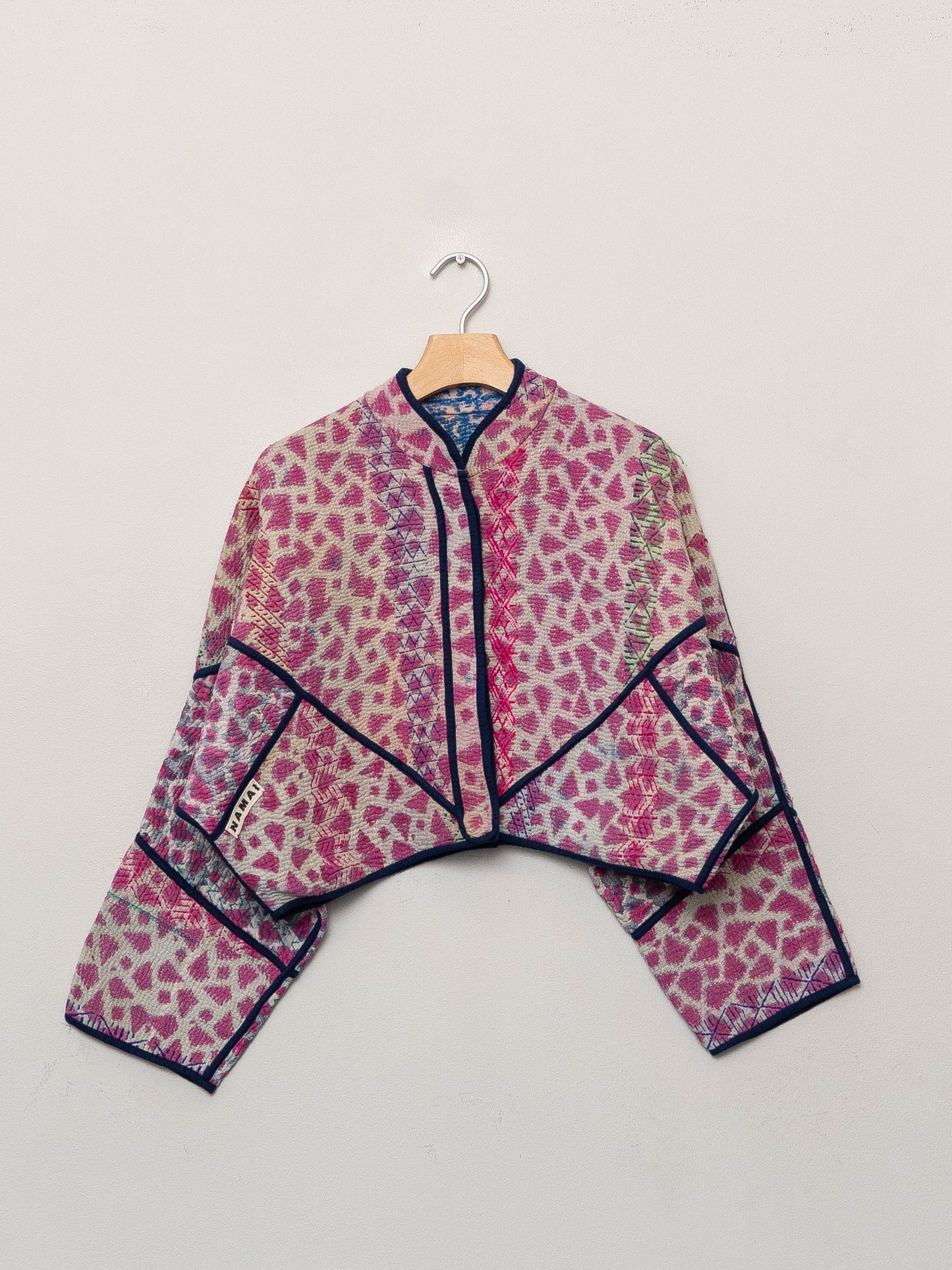 The Kaira Cropped Quilted Plant Dyed Kantha Jacket