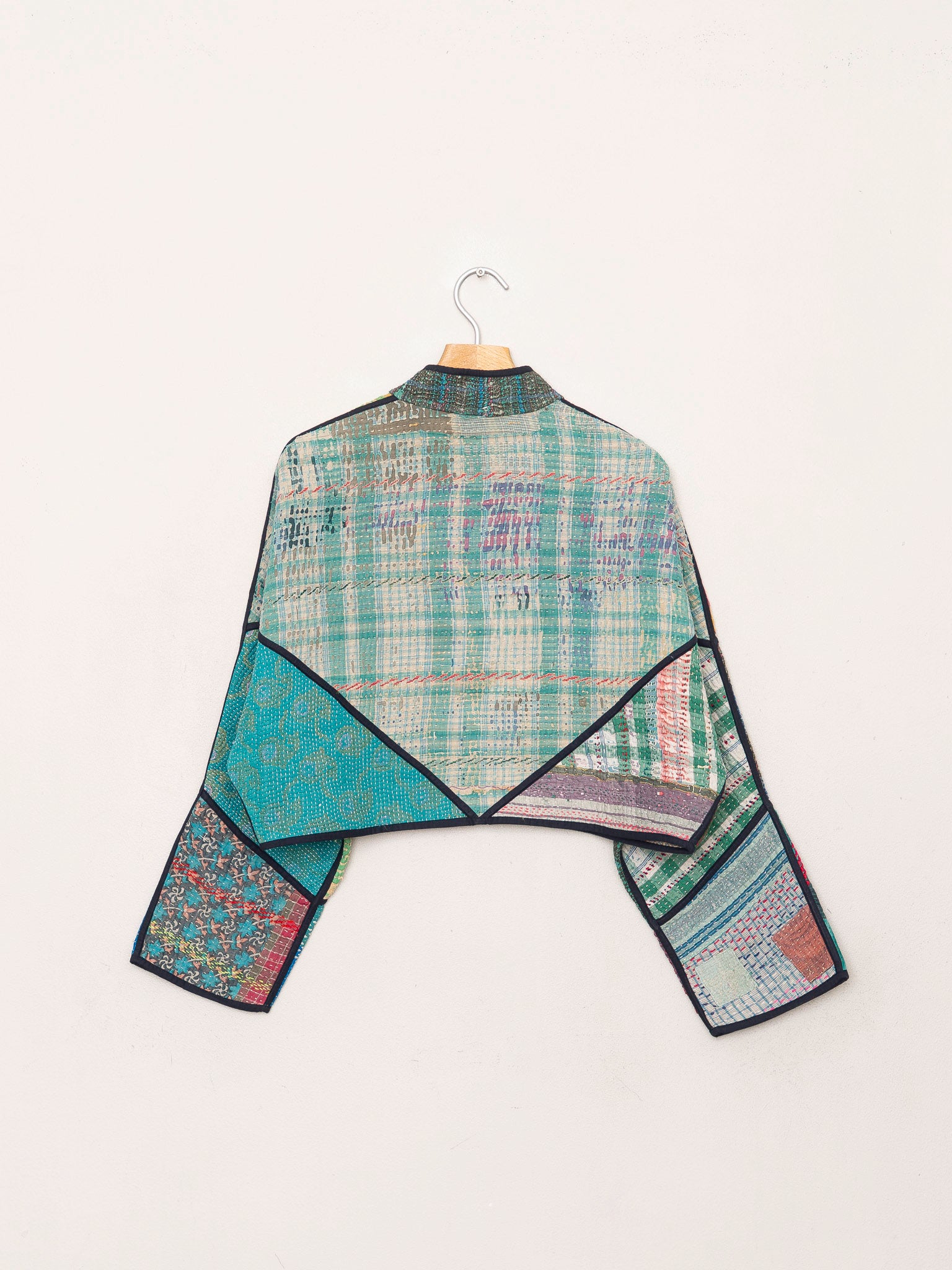 The Kaira Cropped Quilted Patchwork Kantha Jacket