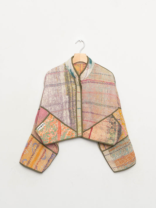 The Kaira Cropped Quilted Patchwork Kantha Jacket