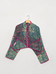 The Kaira Cropped Quilted Indigo Kantha Jacket