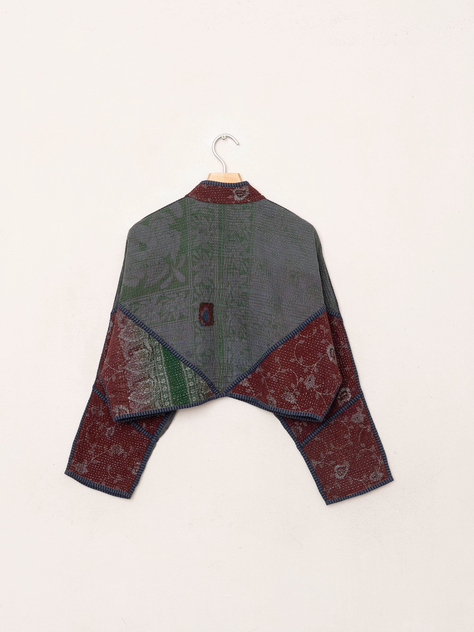The Kaira Cropped Quilted Patchwork Kantha Jacket