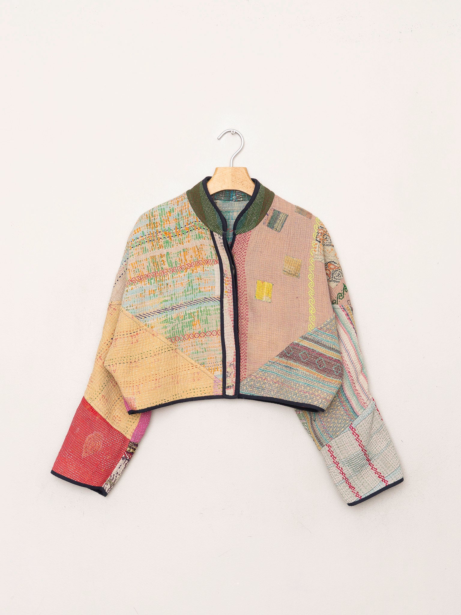 The Kaira Cropped Quilted Patchwork Kantha Jacket