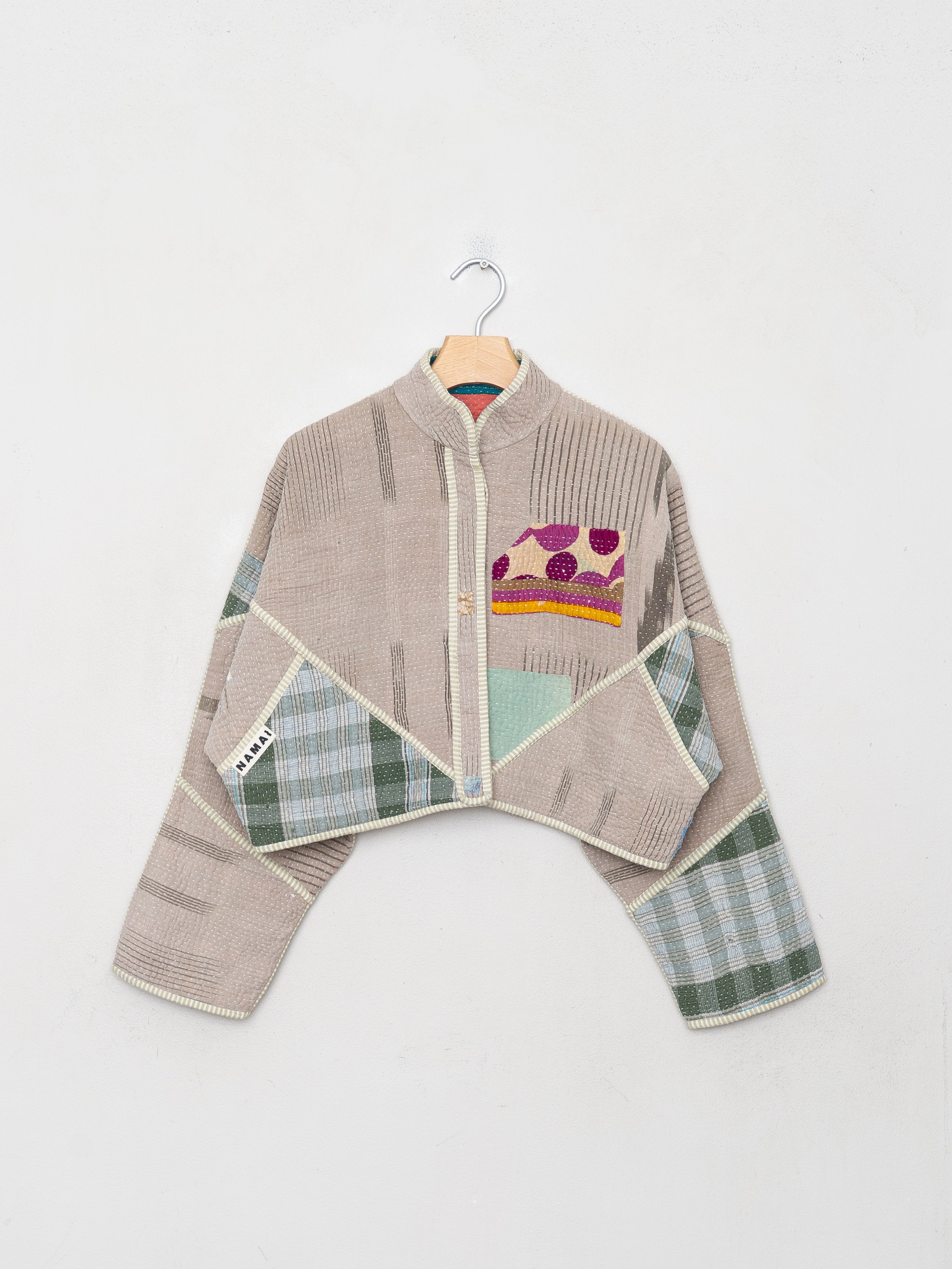 The Kaira Cropped Quilted Patchwork Kantha Jacket