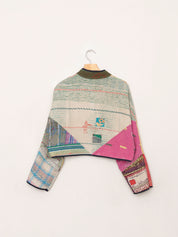 The Kaira Cropped Quilted Patchwork Kantha Jacket