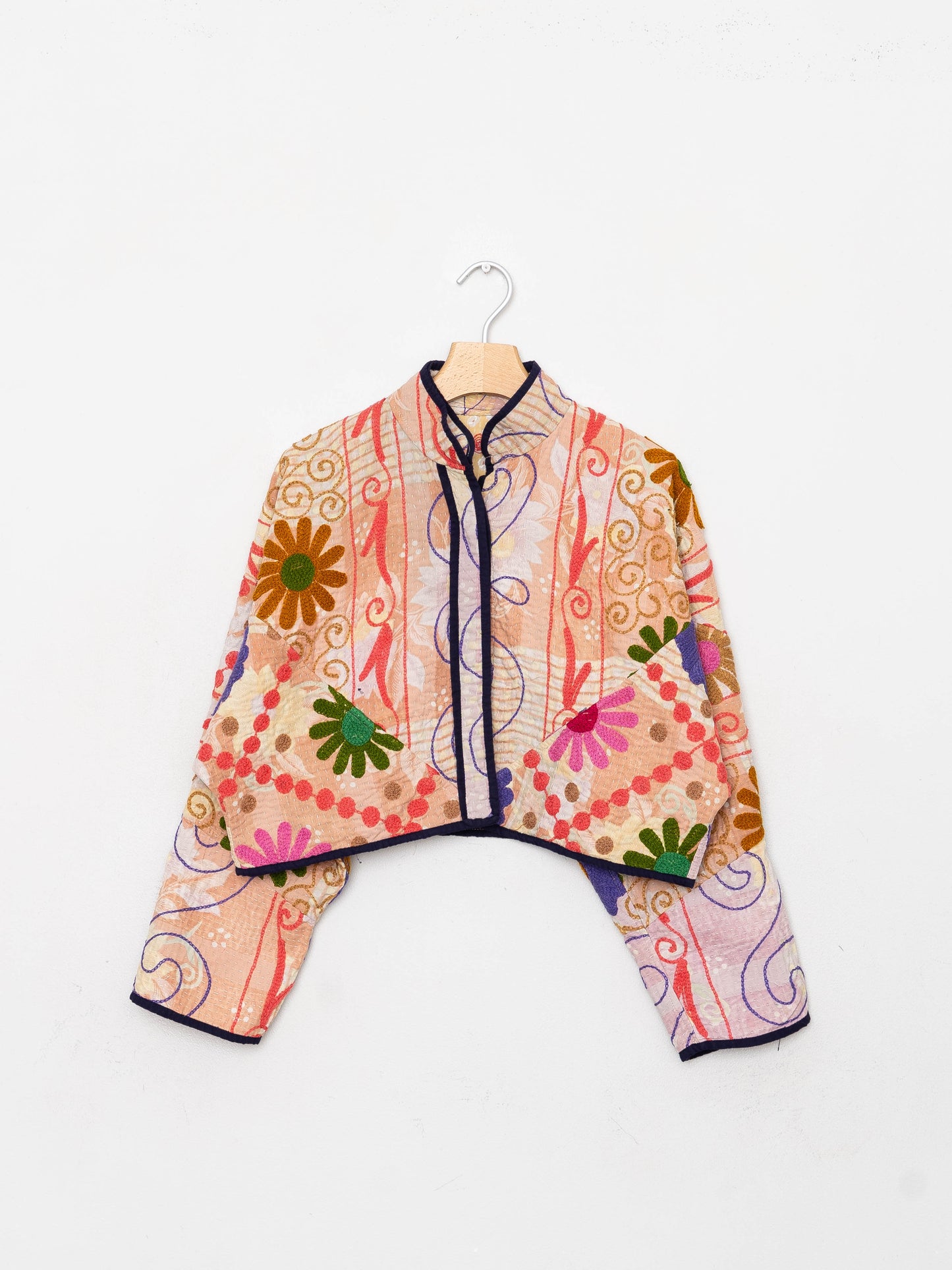 The Kaira Cropped Suzani Quilted Kantha Jacket