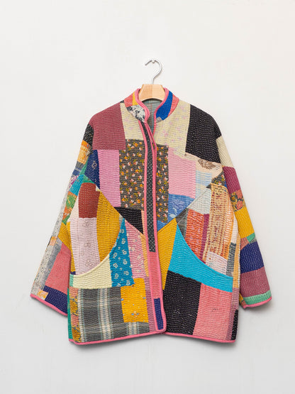 The Narmada Quilted Patchwork Kantha Jacket