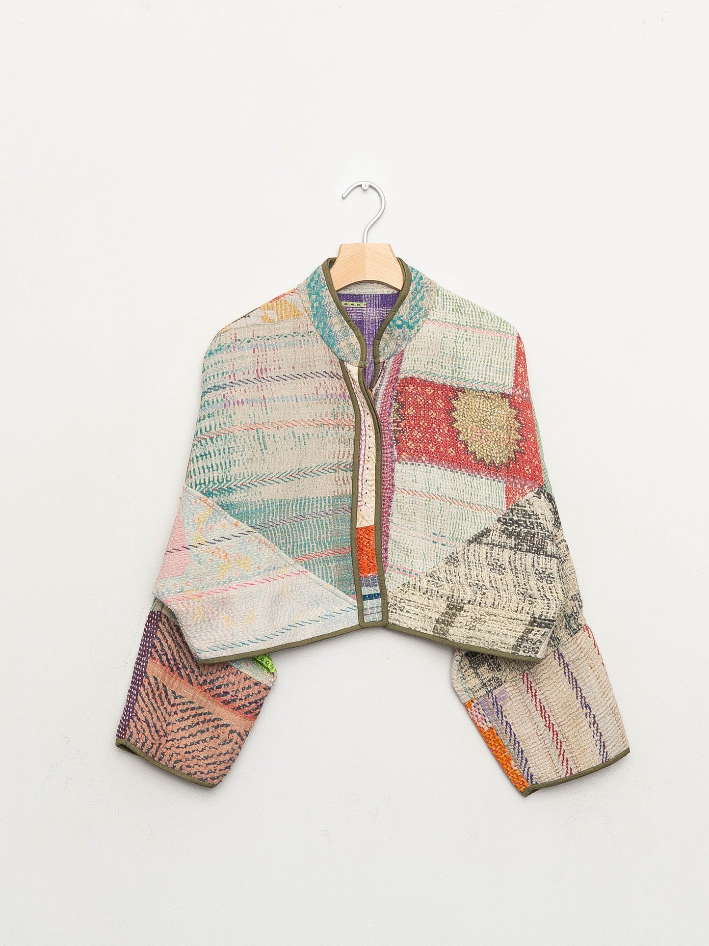 The Kaira Cropped Quilted Patchwork Kantha Jacket