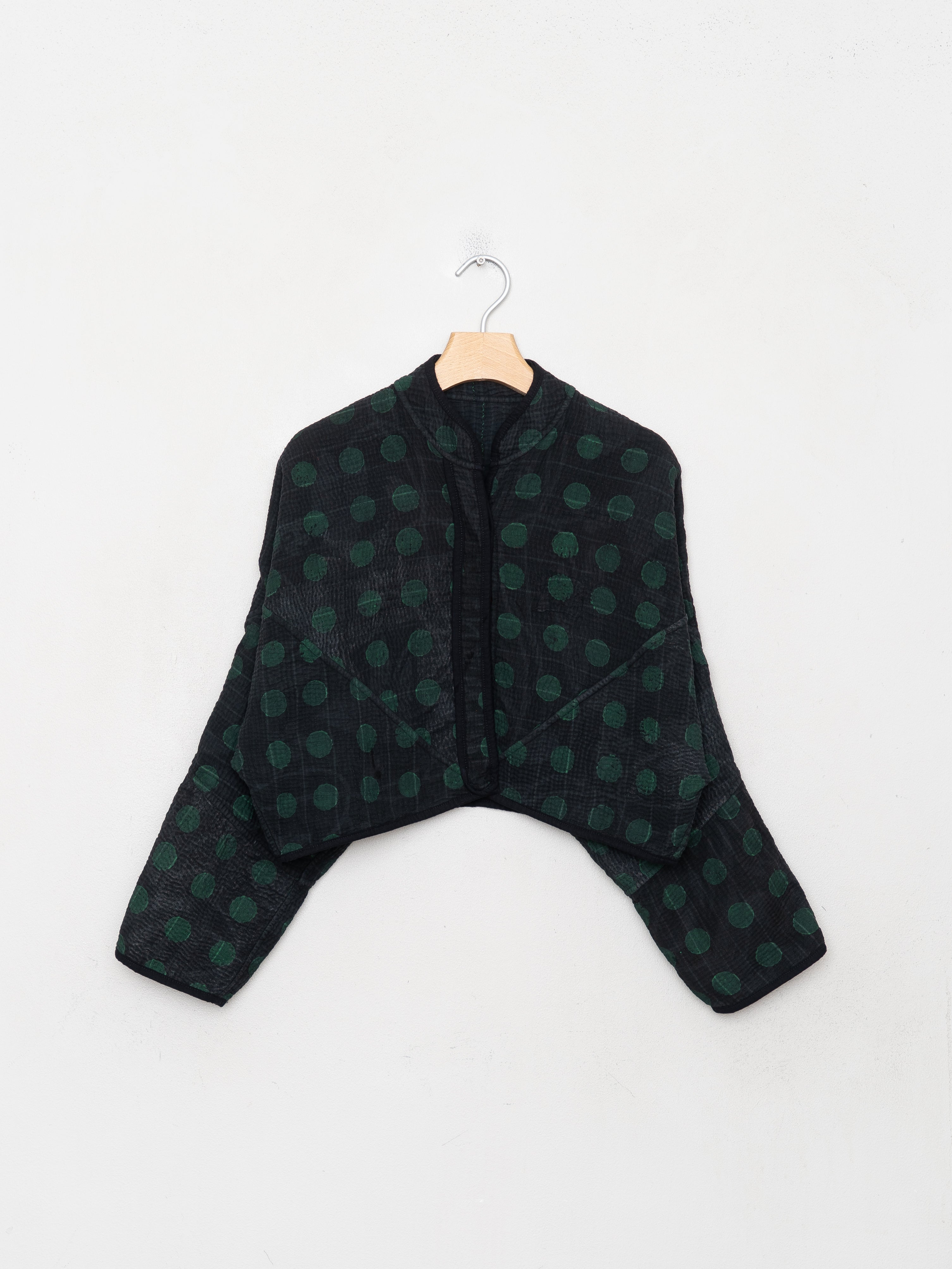 The Kaira Cropped Quilted Indigo Kantha Jacket