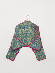 The Kaira Cropped Quilted Indigo Kantha Jacket