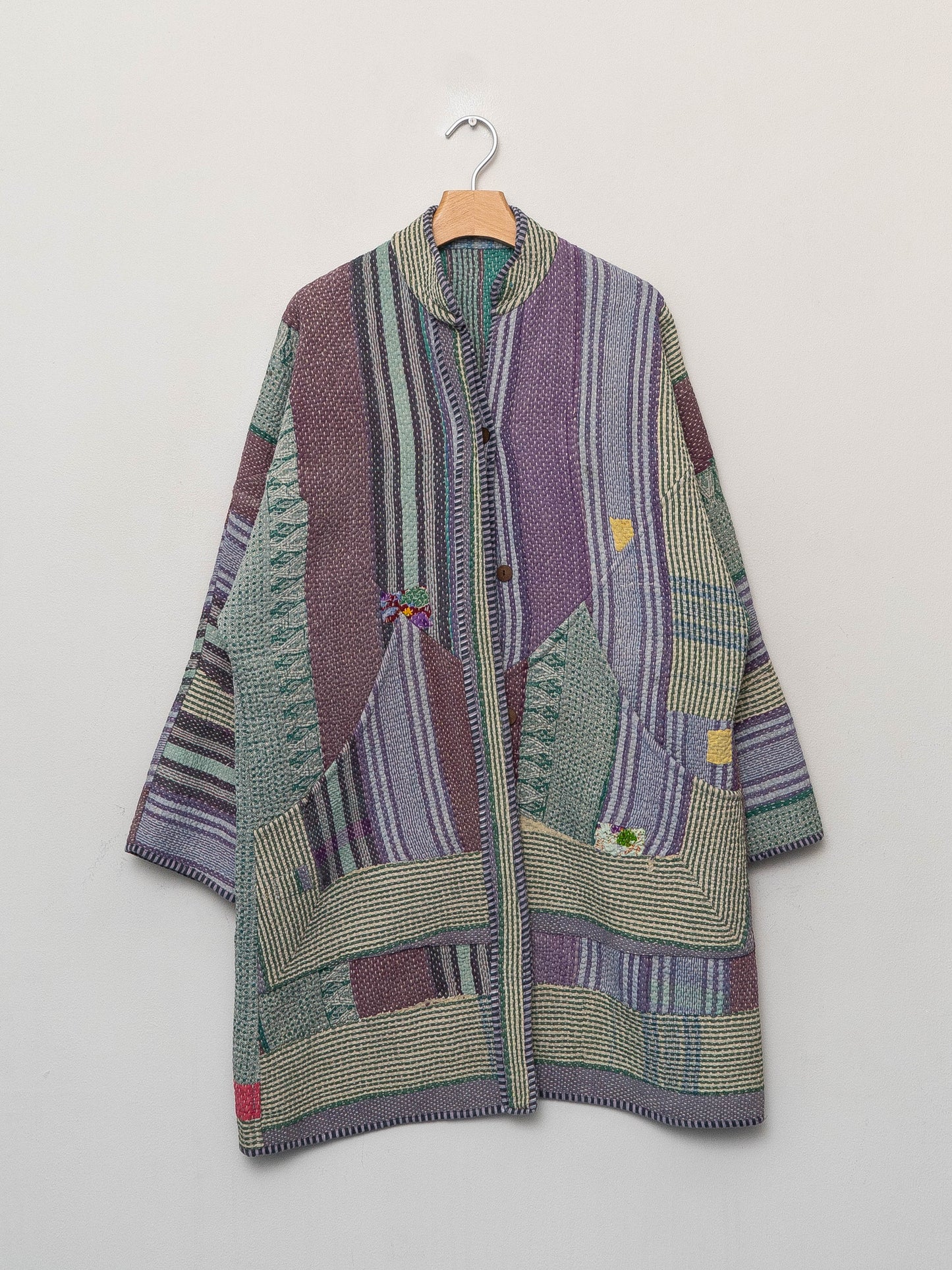 The Sai Quilted Patchwork Kantha Coat