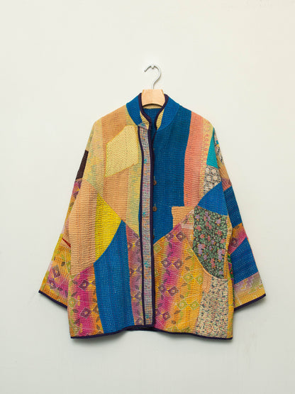 The Narmada Quilted Patchwork Kantha Jacket