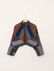 The Kaira Cropped Quilted Patchwork Kantha Jacket
