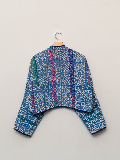 The Kaira Cropped Quilted Plant Dyed Kantha Jacket