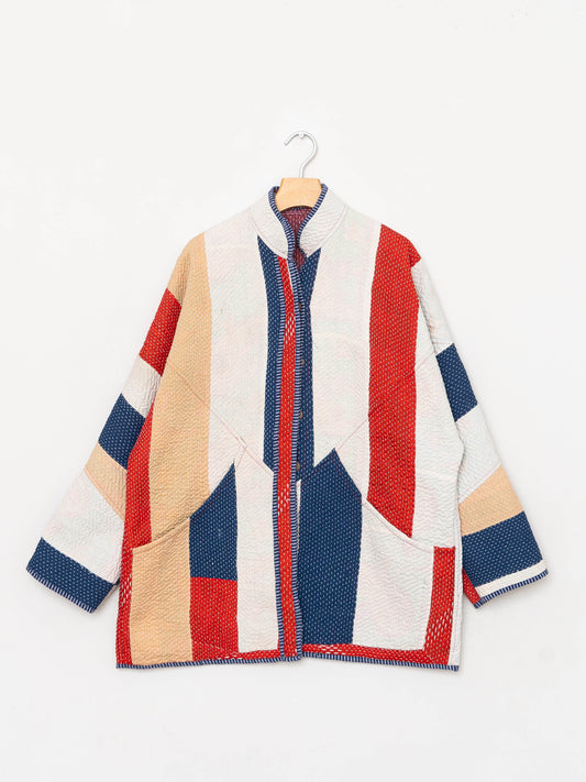 The Narmada Quilted Patchwork Kantha Jacket