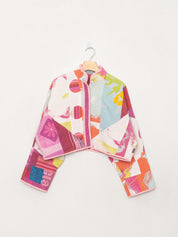 The Kaira Cropped Quilted Patchwork Kantha Jacket