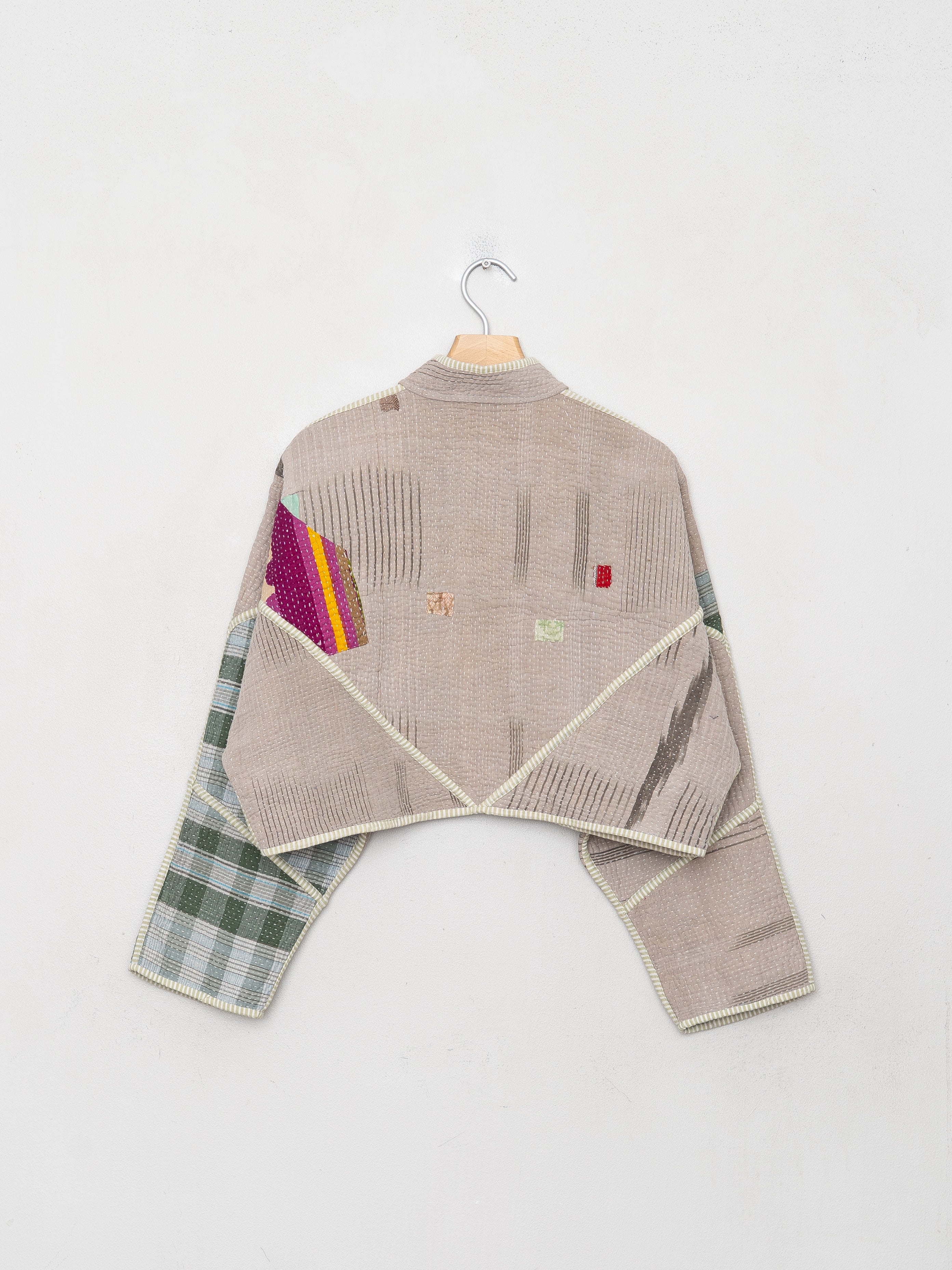 The Kaira Cropped Quilted Patchwork Kantha Jacket