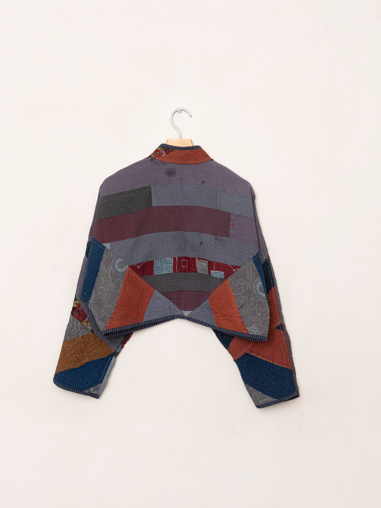 The Kaira Cropped Quilted Patchwork Kantha Jacket