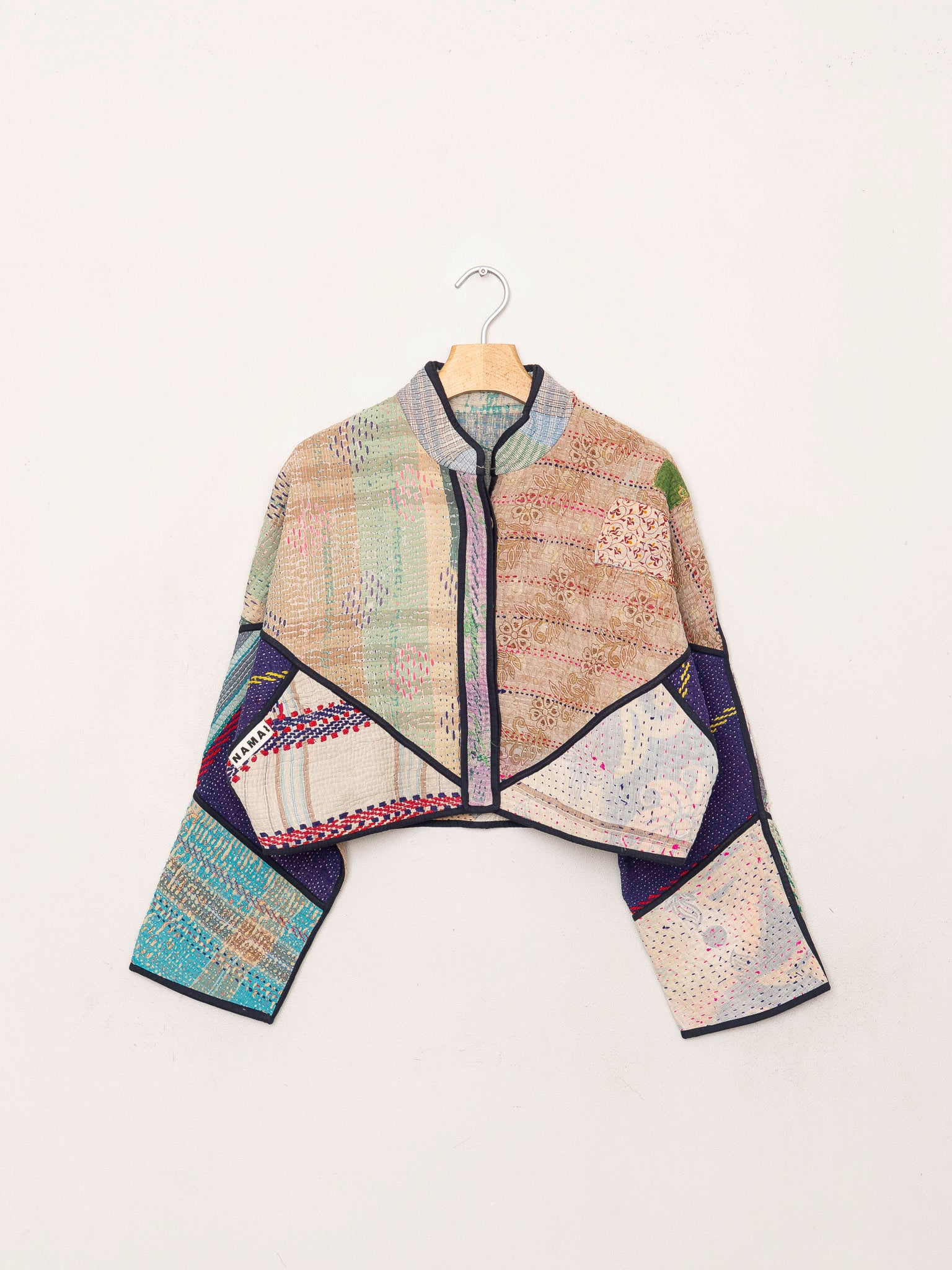 The Kaira Cropped Quilted Patchwork Kantha Jacket