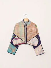 The Kaira Cropped Quilted Patchwork Kantha Jacket