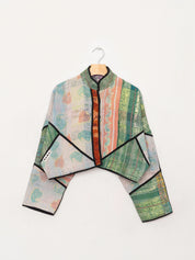 The Kaira Cropped Quilted Patchwork Kantha Jacket