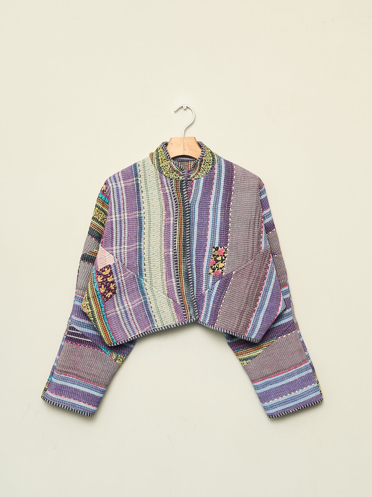 The Kaira Cropped Quilted Patchwork Kantha Jacket