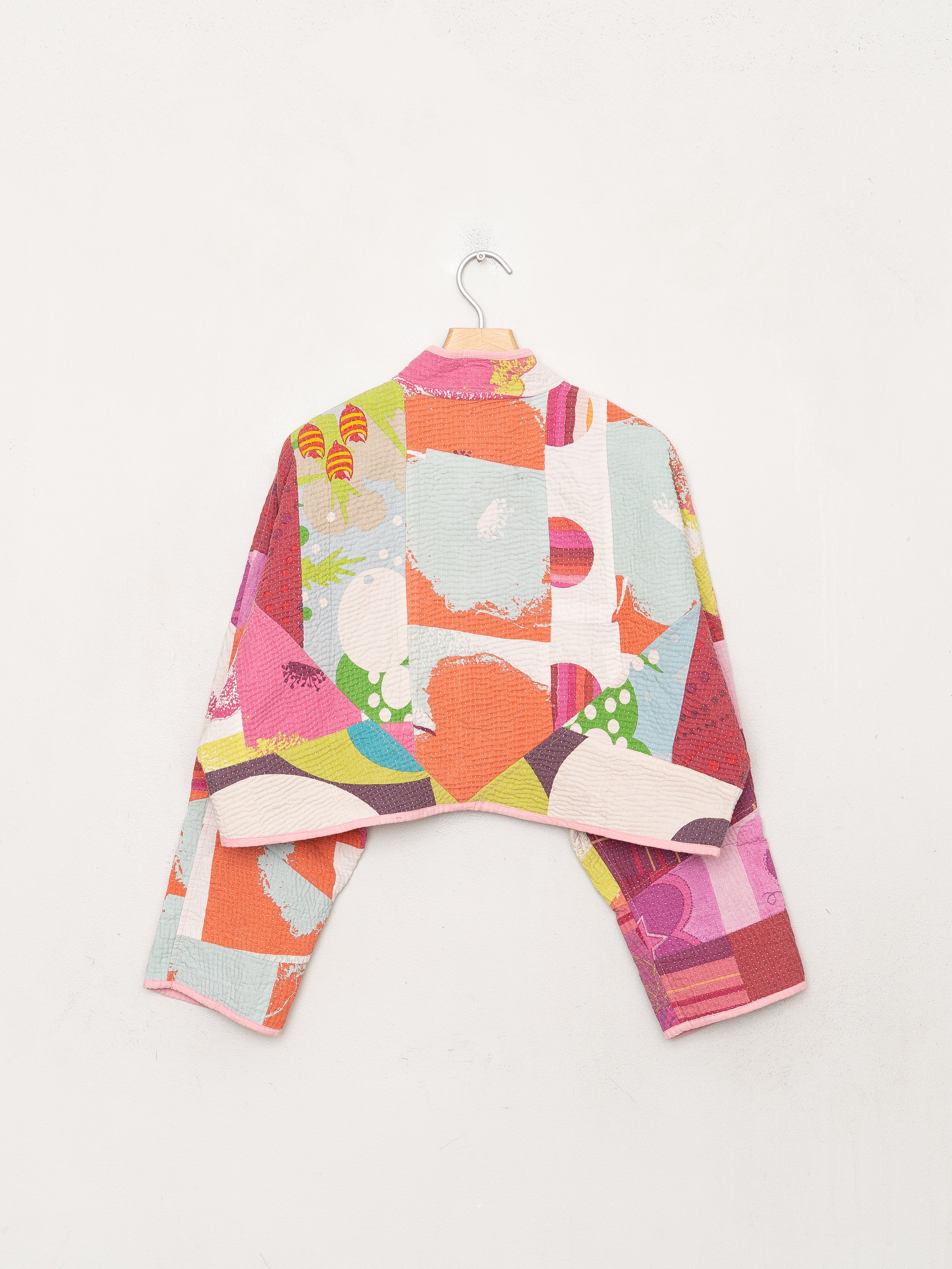 The Kaira Cropped Quilted Patchwork Kantha Jacket