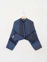 The Kaira Cropped Quilted Indigo Kantha Jacket