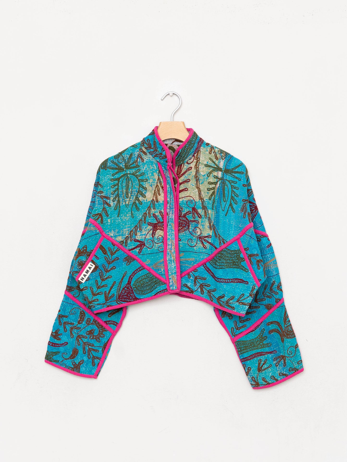 The Kaira Cropped Suzani Quilted Kantha Jacket