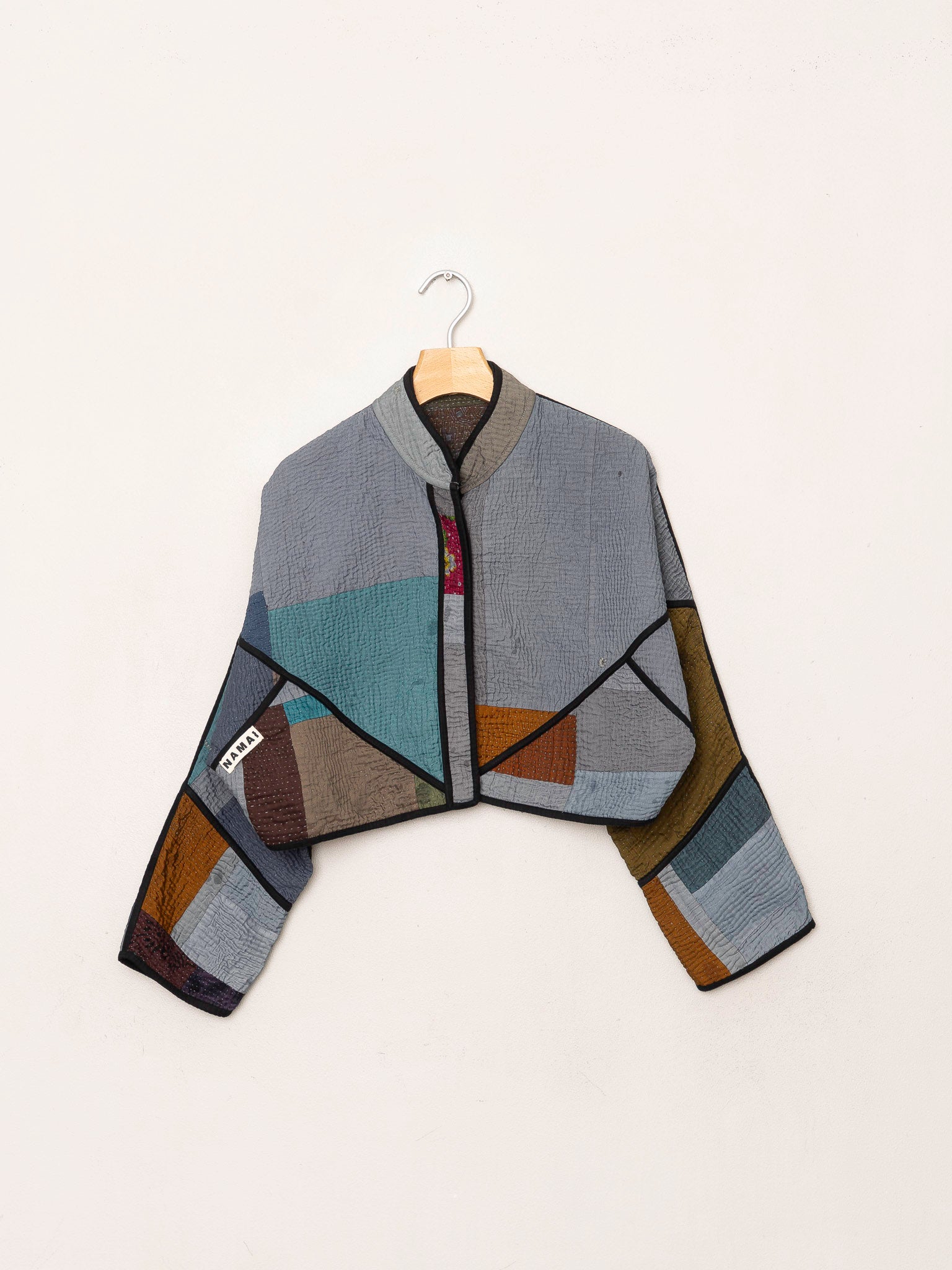 The Kaira Cropped Quilted Patchwork Kantha Jacket