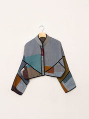 The Kaira Cropped Quilted Patchwork Kantha Jacket