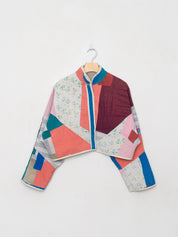 The Kaira Cropped Quilted Patchwork Kantha Jacket