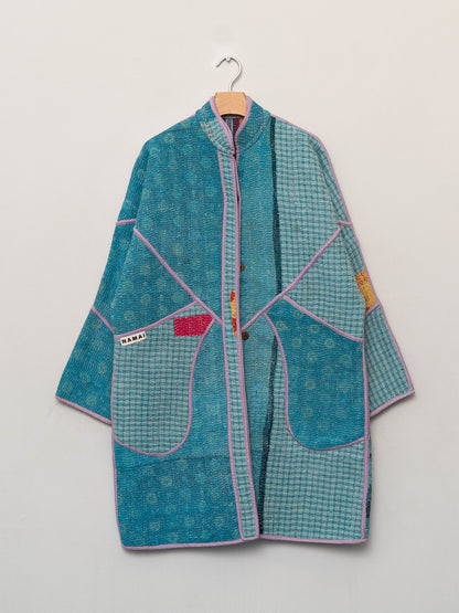 The Sai Quilted Patchwork Kantha Coat