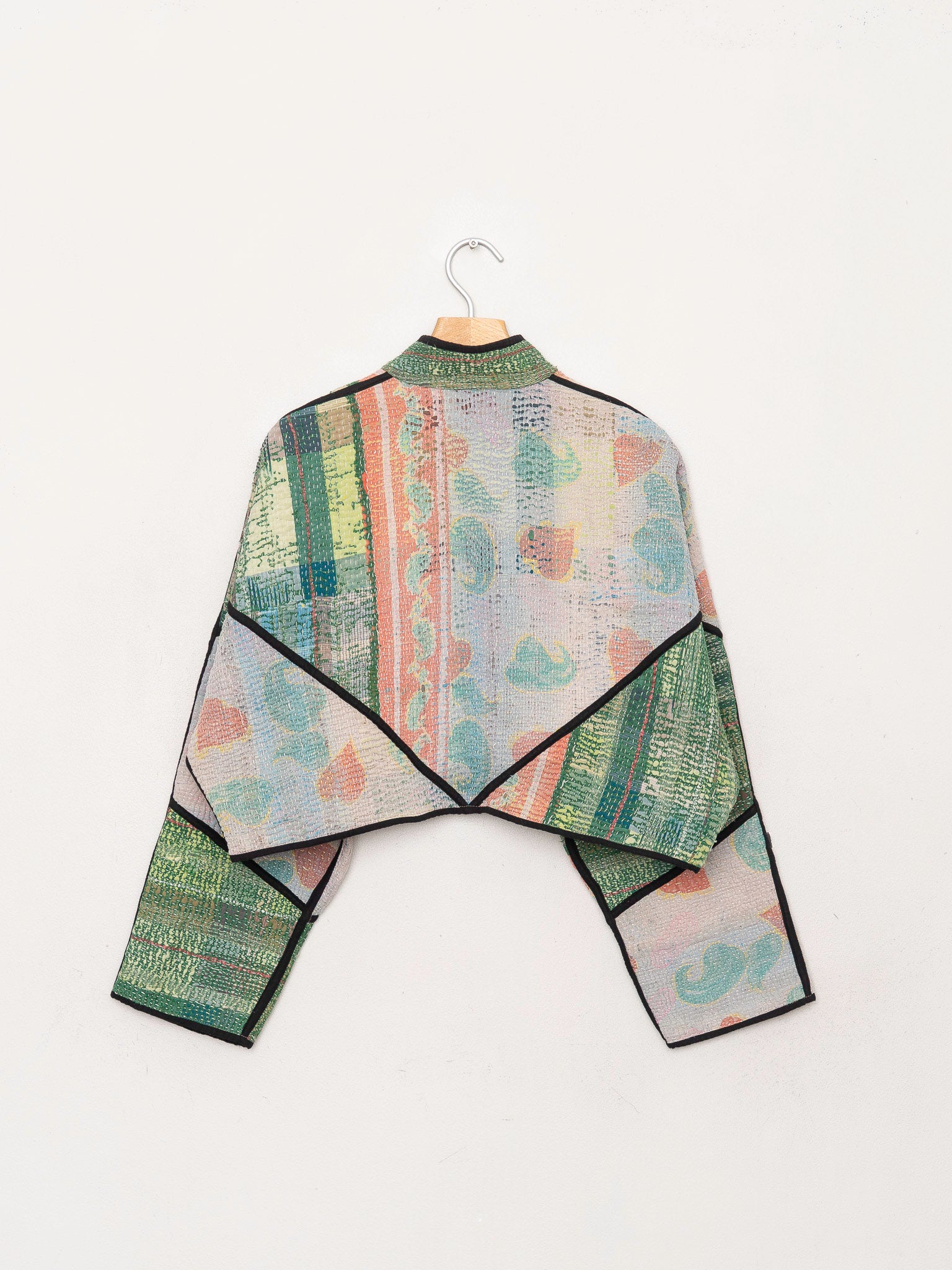 The Kaira Cropped Quilted Patchwork Kantha Jacket