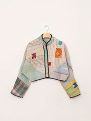 The Kaira Cropped Quilted Patchwork Kantha Jacket
