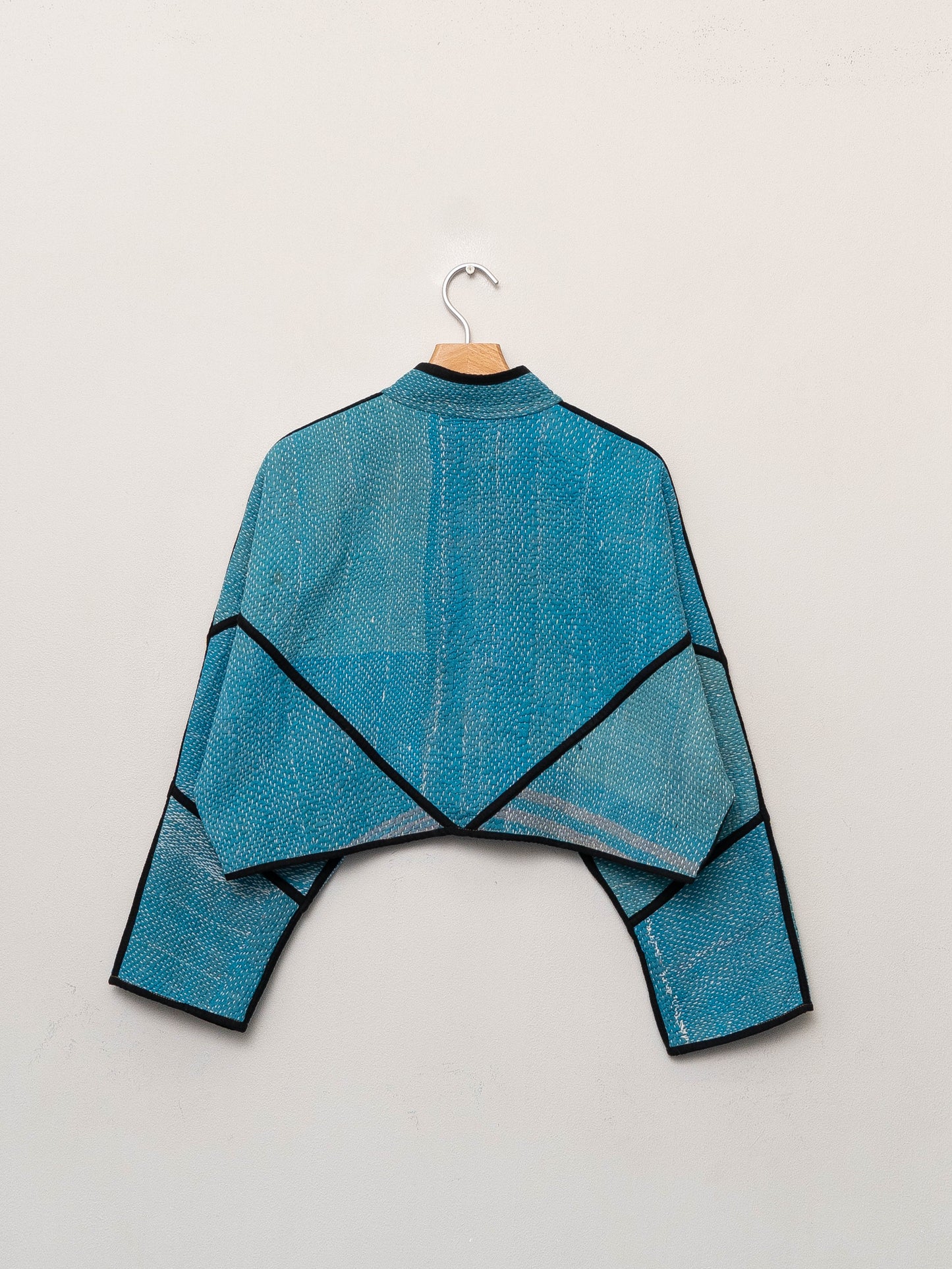 The Kaira Cropped Quilted Patchwork Kantha Jacket