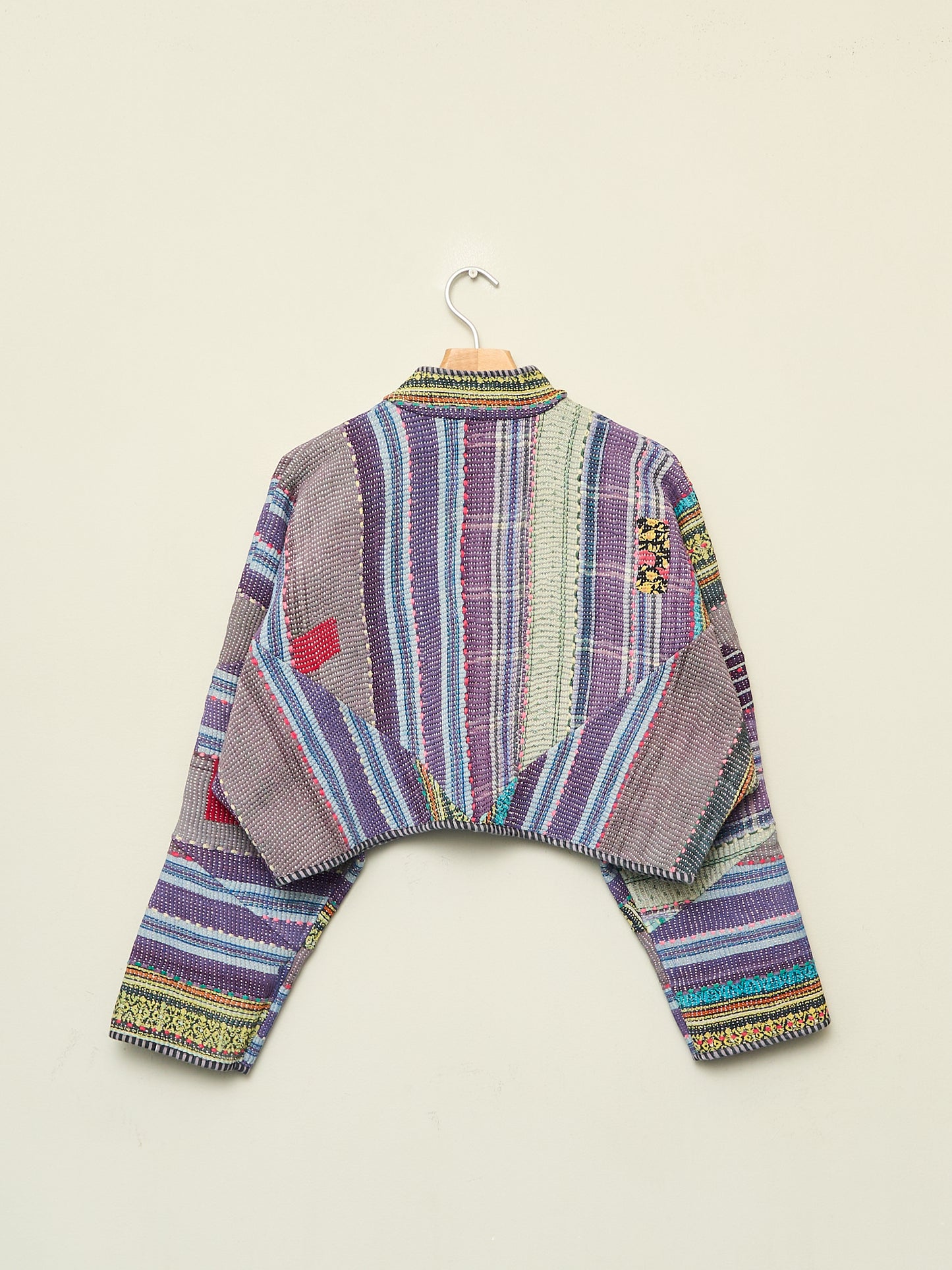 The Kaira Cropped Quilted Patchwork Kantha Jacket