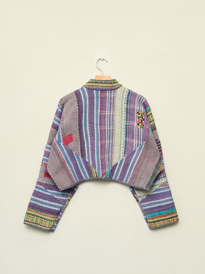 The Kaira Cropped Quilted Patchwork Kantha Jacket