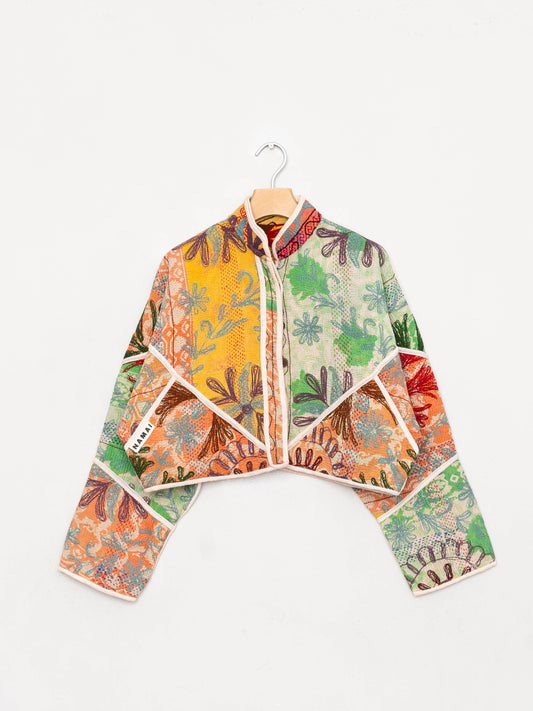 The Kaira Cropped Suzani Quilted Kantha Jacket