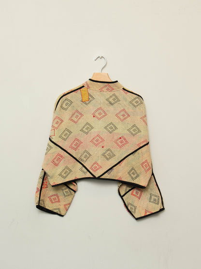 The Kaira Cropped Quilted Patchwork Kantha Jacket