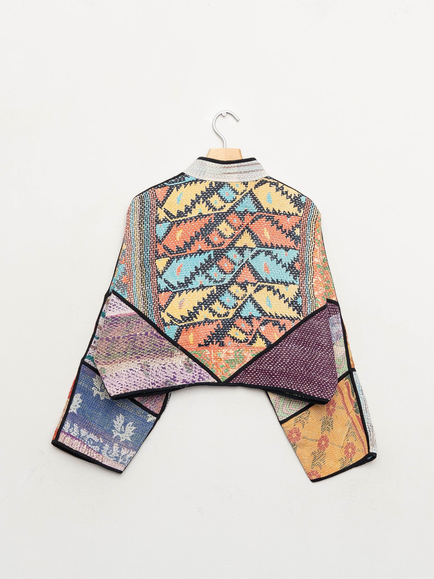 The Kaira Cropped Quilted Patchwork Kantha Jacket