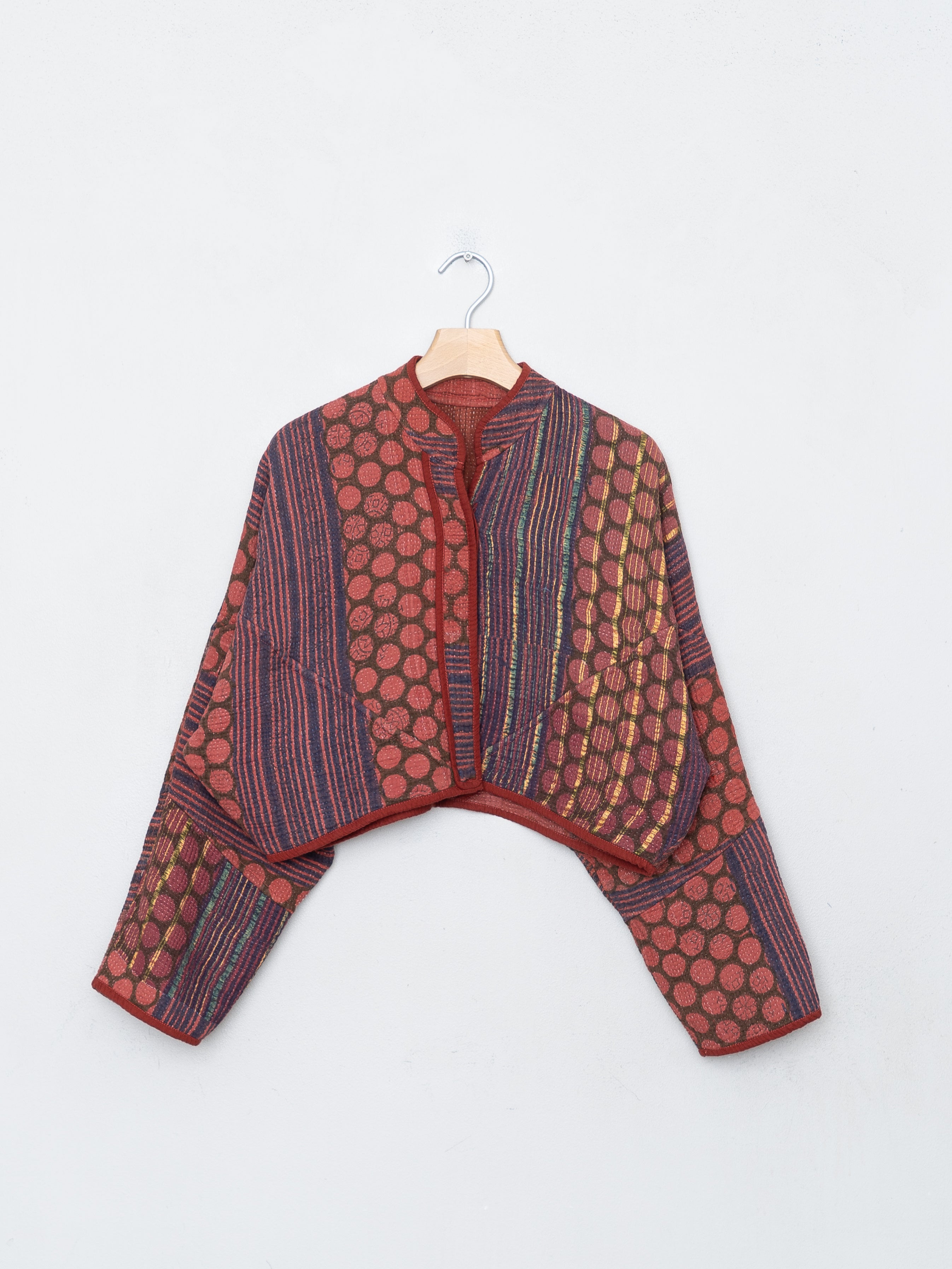The Kaira Cropped Quilted Indigo Kantha Jacket