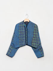 The Kaira Cropped Quilted Indigo Kantha Jacket