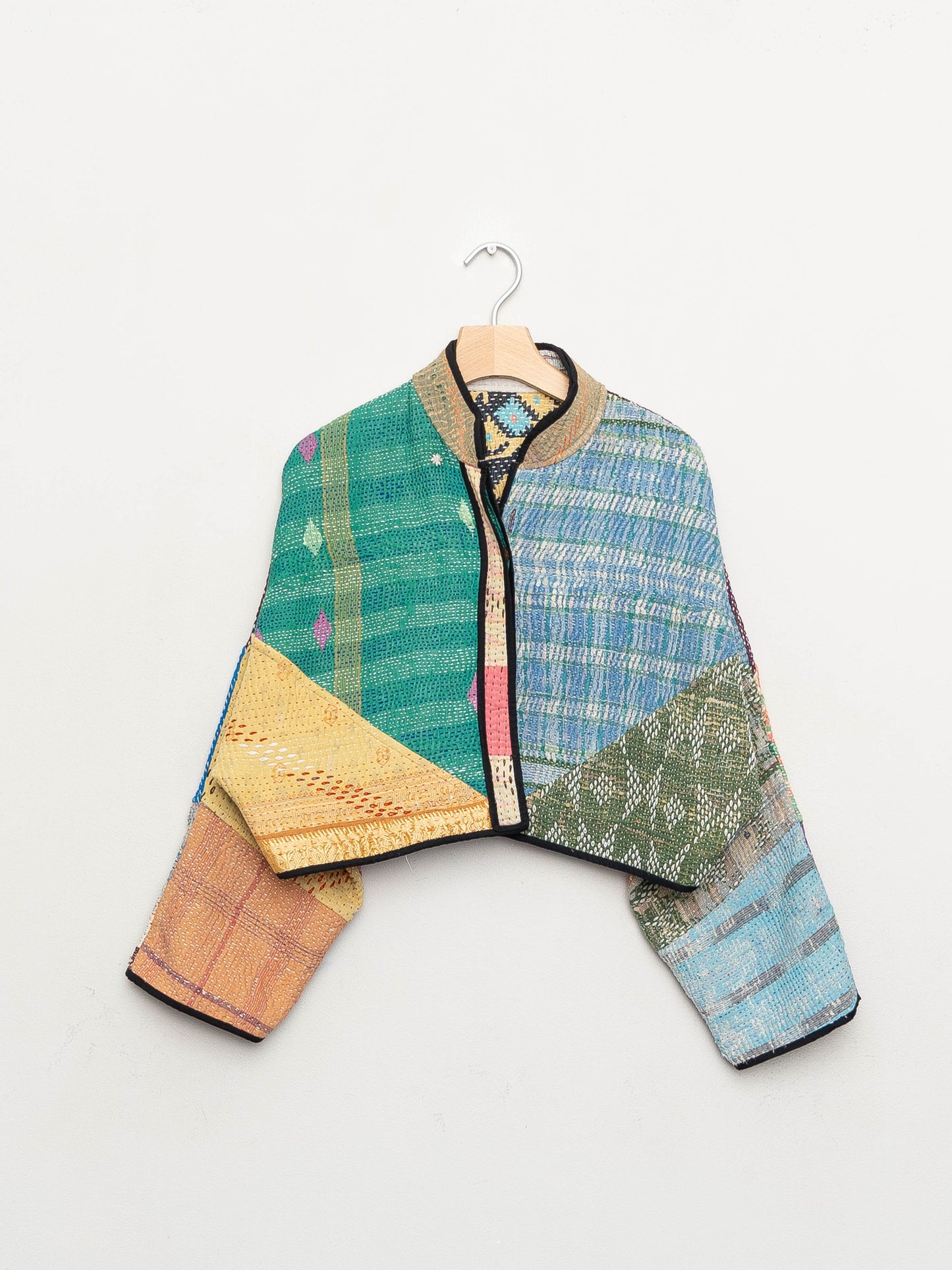 The Kaira Cropped Quilted Patchwork Kantha Jacket