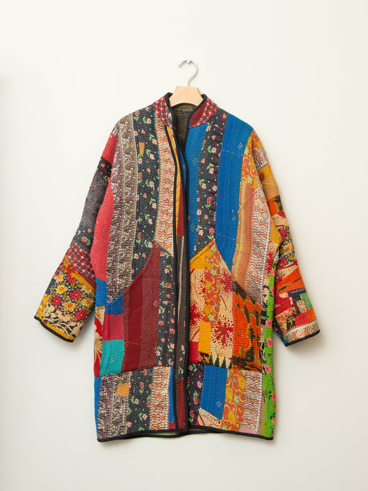 The Sai Quilted Patchwork Kantha Coat